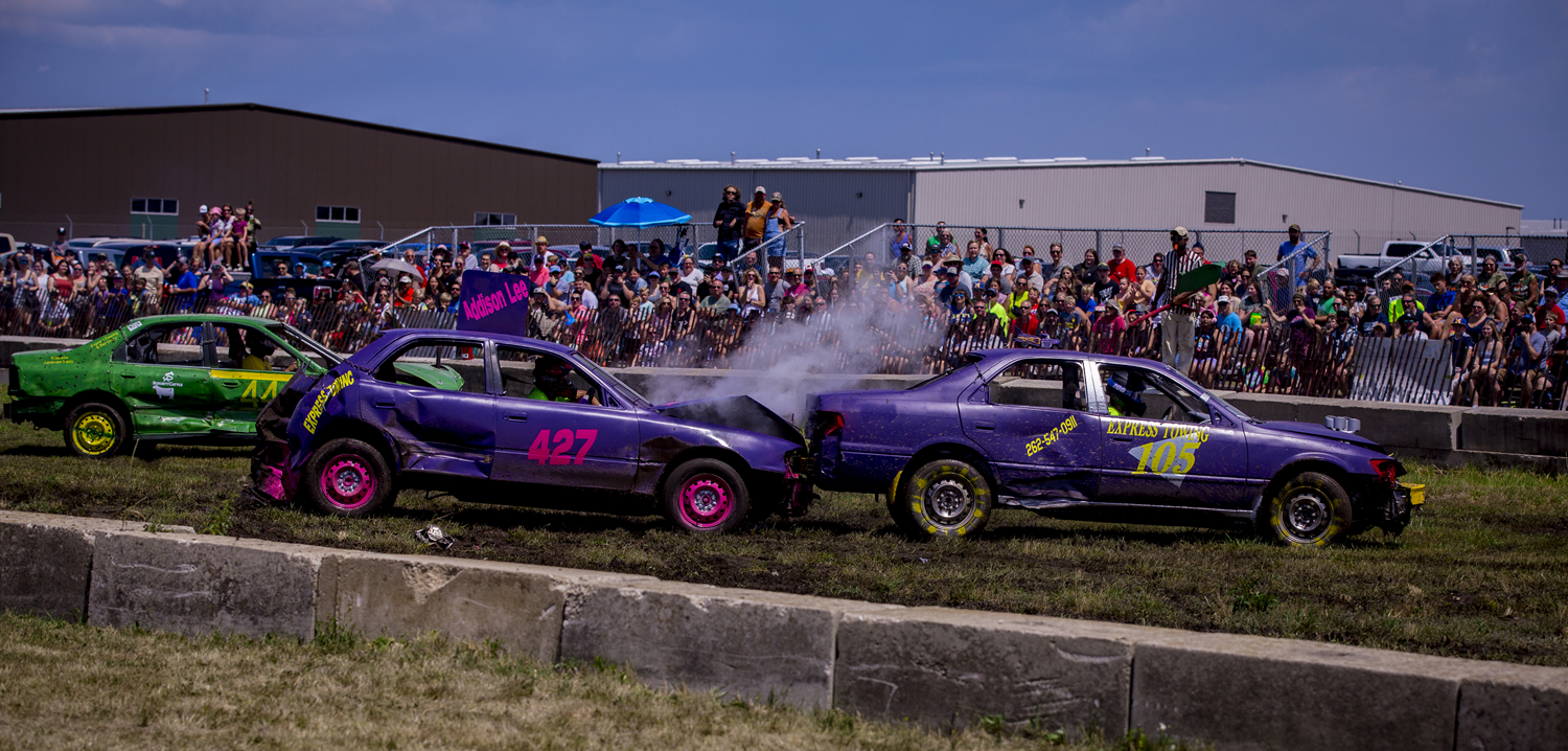 Come see the demolition derby when you're at the fair Saturday afternoon